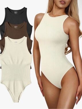 Ribbed Brown One-Piece Bodysuit